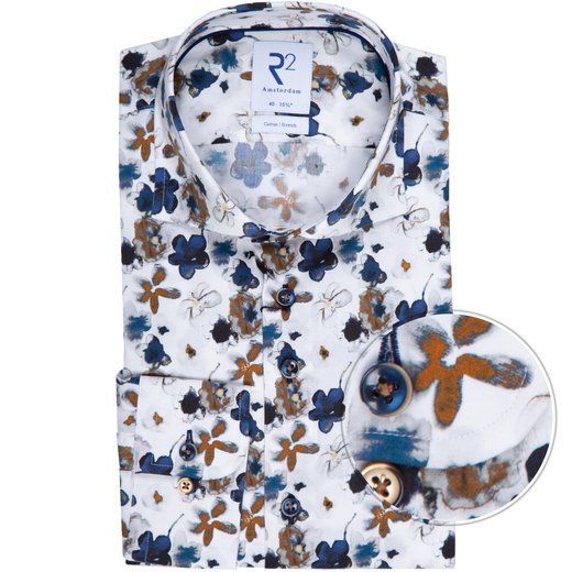 Blurred Flowers Print Cotton Dress Shirt-shirts-Fifth Avenue Menswear