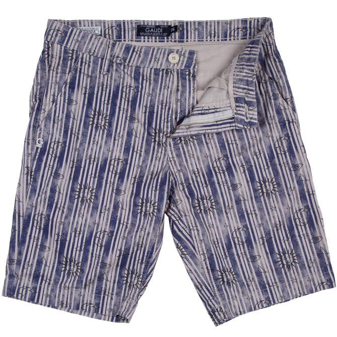 Slim Fit Dakota Stripes & Sun Print Cotton Shorts - On Sale : Fifth ...