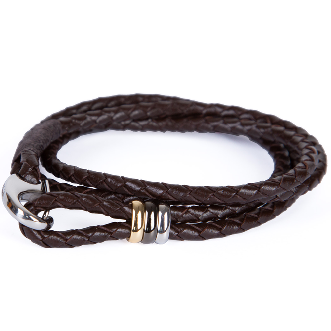 Triple Wrap Plaited Leather Bracelet