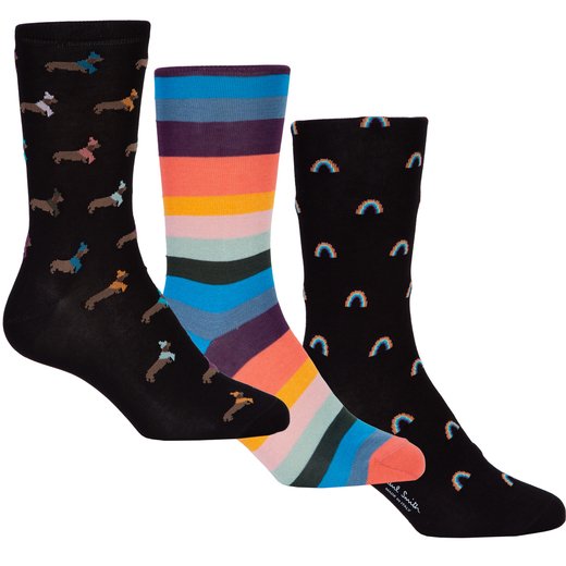 3 Pack Stripes & Dogs Cotton Socks-accessories-Fifth Avenue Menswear
