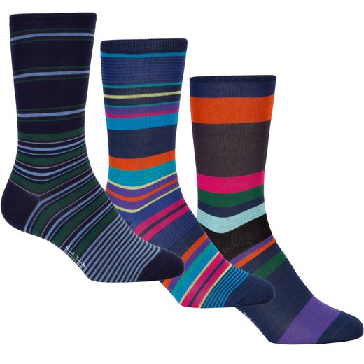 3 Pack Stripes Cotton Socks-accessories-Fifth Avenue Menswear