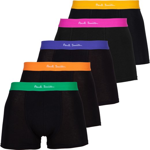 5 Pack Black Trunks With Multi Colour Band-back in stock-Fifth Avenue Menswear