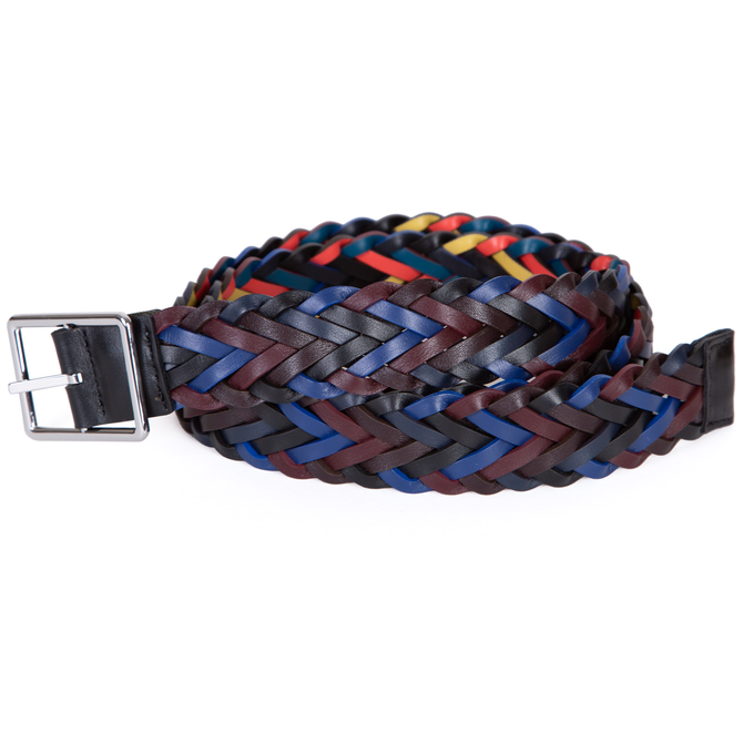 Reversible Multi-coloured Plaited Leather Belt