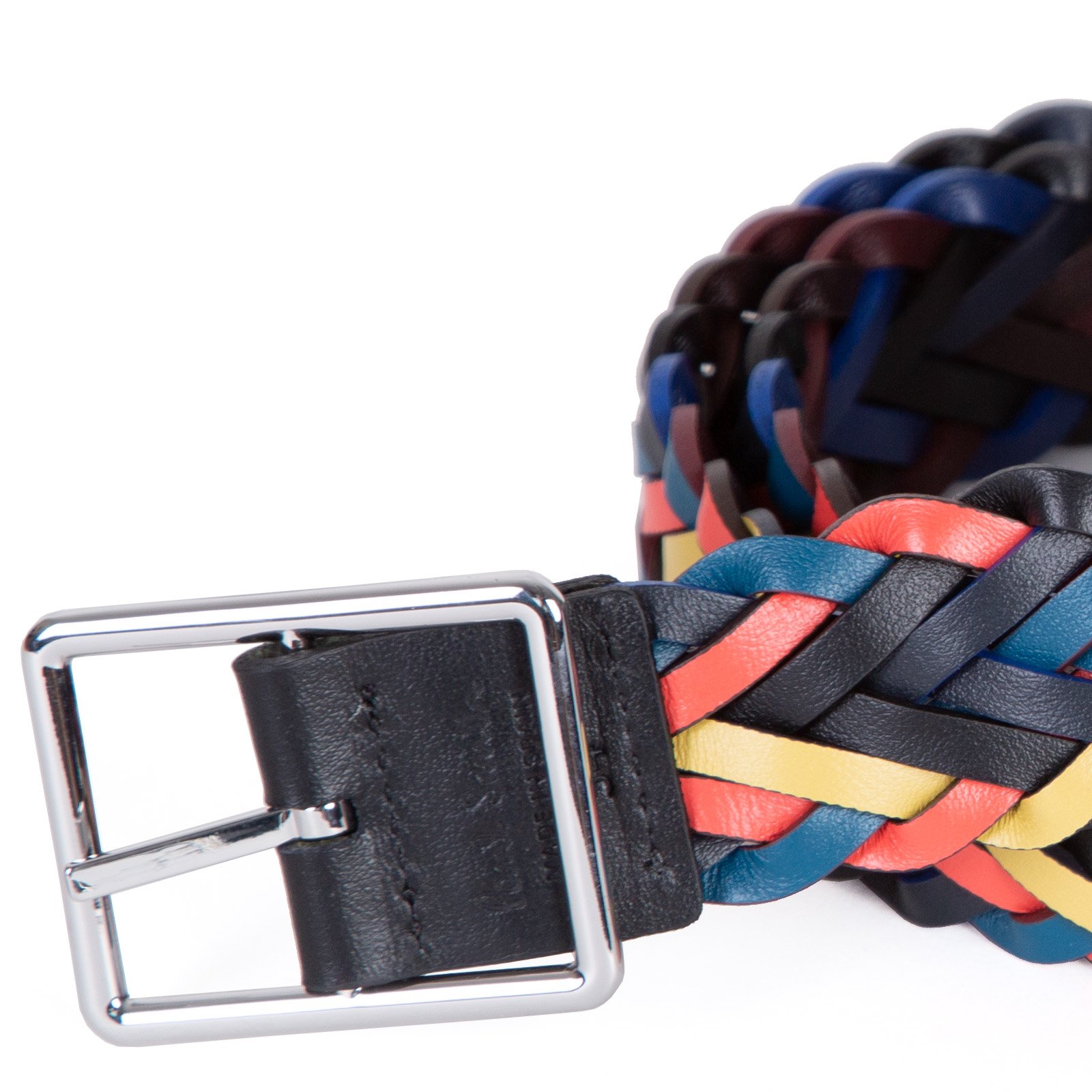 Reversible Multi-coloured Plaited Leather Belt - Accessories-Belts ...