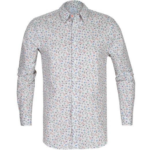 Tailored Fit Small Sketches Print Stretch Cotton Casual Shirt-on sale-Fifth Avenue Menswear