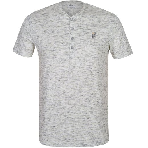Slim Fit Melange Henley T-Shirt-t-shirts & polos-Fifth Avenue Menswear