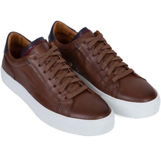Extinto Brown Leather Sneakers-on sale-Fifth Avenue Menswear