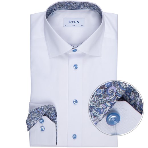 Slim Fit Luxury Twill Shirt With Coloured Buttons-on sale-Fifth Avenue Menswear