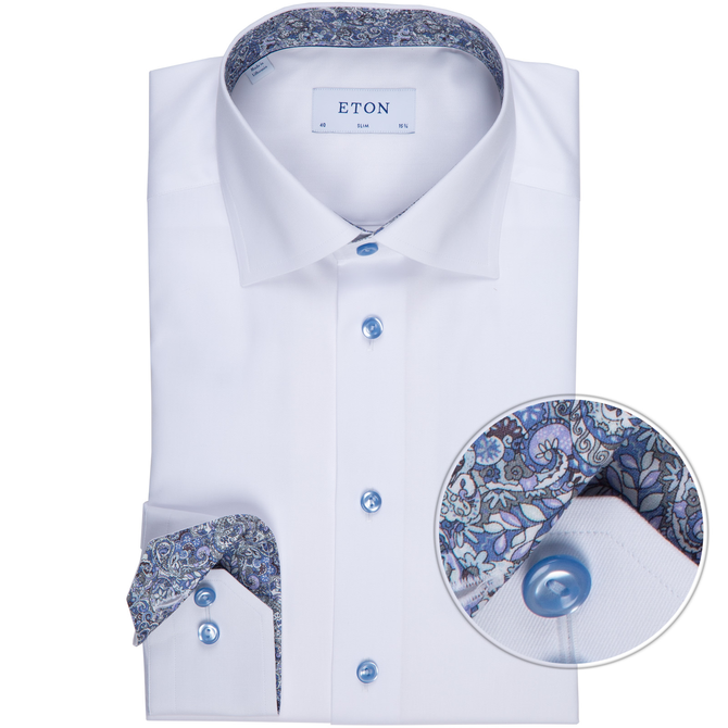Slim Fit Luxury Twill Shirt With Coloured Buttons
