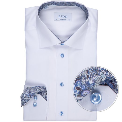 Contemporary Fit Luxury Twill Shirt With Coloured Buttons-new online-Fifth Avenue Menswear