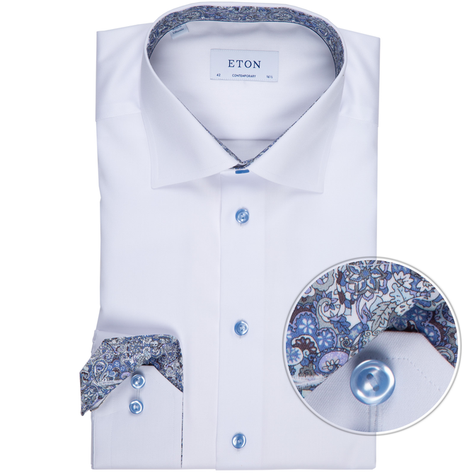 Contemporary Fit Luxury Twill Shirt With Coloured Buttons