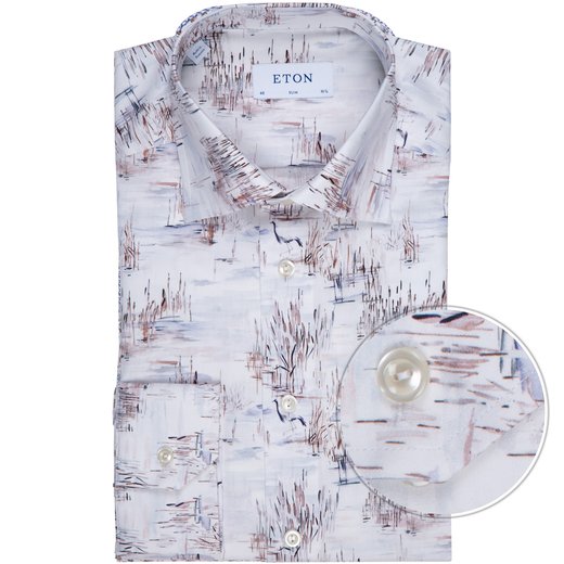 Slim Fit Luxury Cotton Crane Print Dress Shirt-new online-Fifth Avenue Menswear