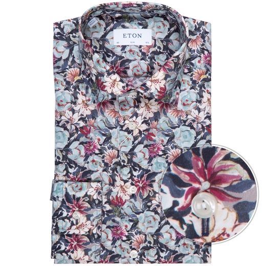 Slim Fit Luxury Cotton Floral Print Dress Shirt-dress-Fifth Avenue Menswear