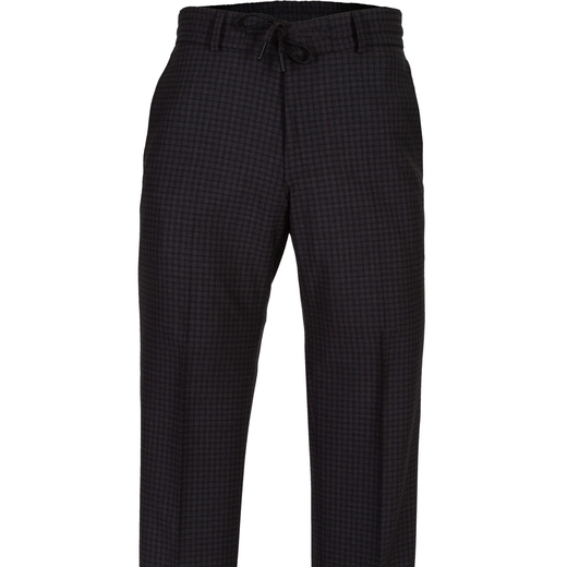 Pace Drawstring Stretch Wool Check Dress Trousers-trousers-Fifth Avenue Menswear