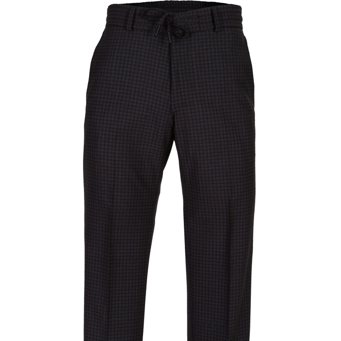 Pace Drawstring Stretch Wool Check Dress Trousers