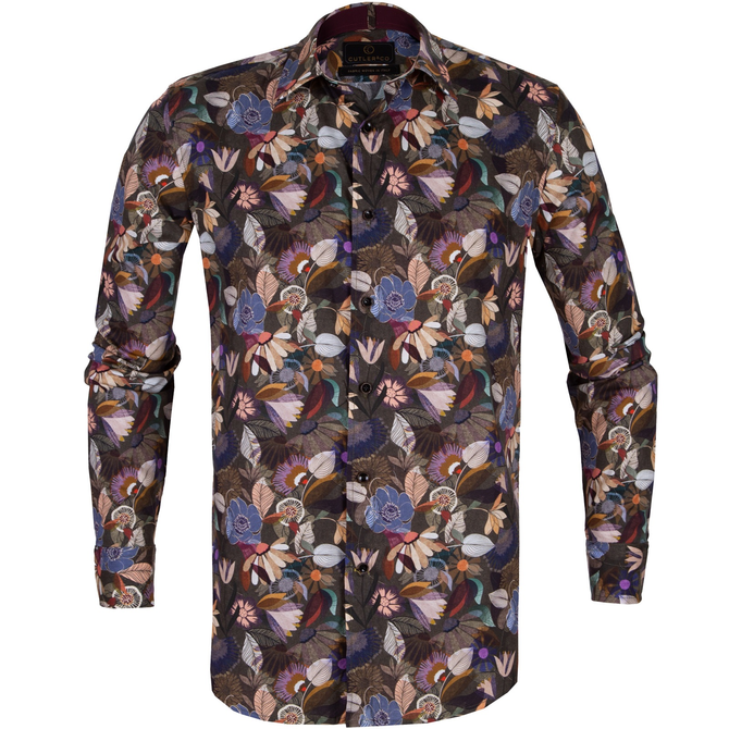 Nigel Floral Print Stretch Cotton Shirt