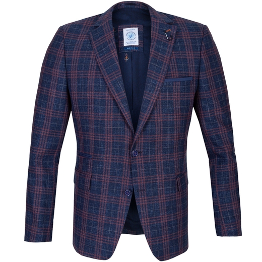 Navy & Red Check Blazer-on sale-Fifth Avenue Menswear