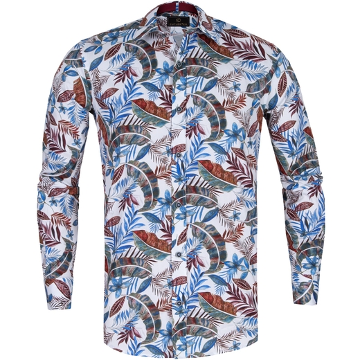 Blake Leaf Print Stretch Cotton Shirt-on sale-Fifth Avenue Menswear