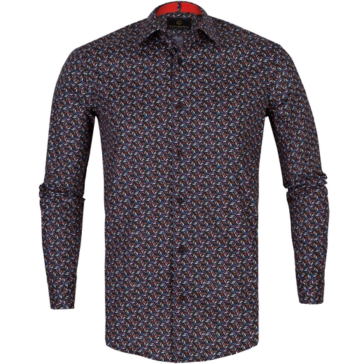 Nigel Geometric Leaves Print Stretch Cotton Shirt-on sale-Fifth Avenue Menswear