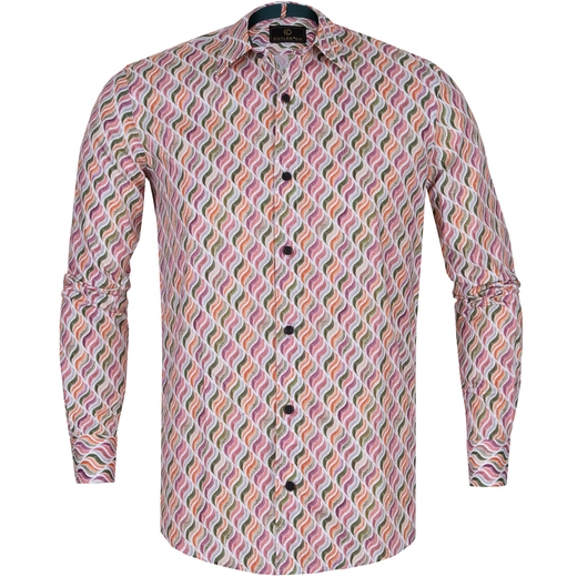 Nigel Geometric Flowers Print Stretch Cotton Shirt-on sale-Fifth Avenue Menswear
