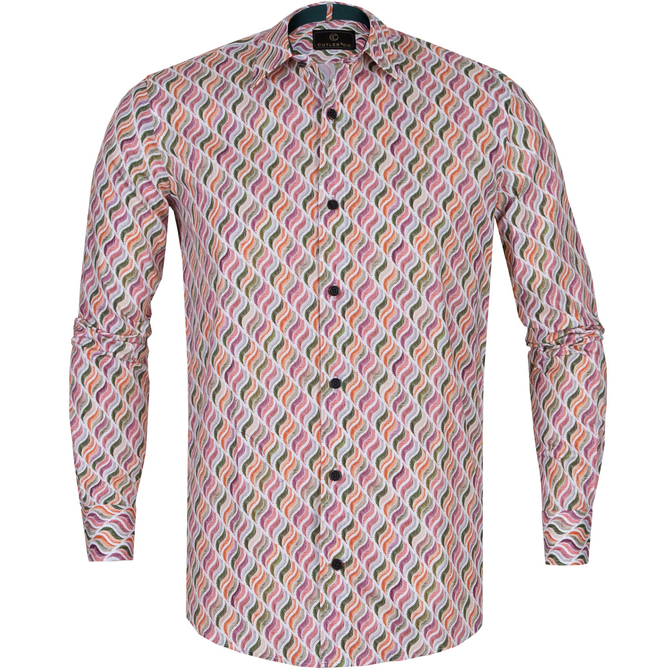 Nigel Geometric Flowers Print Stretch Cotton Shirt