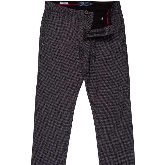 Axel Houndstooth Stretch Cotton Casual Trousers