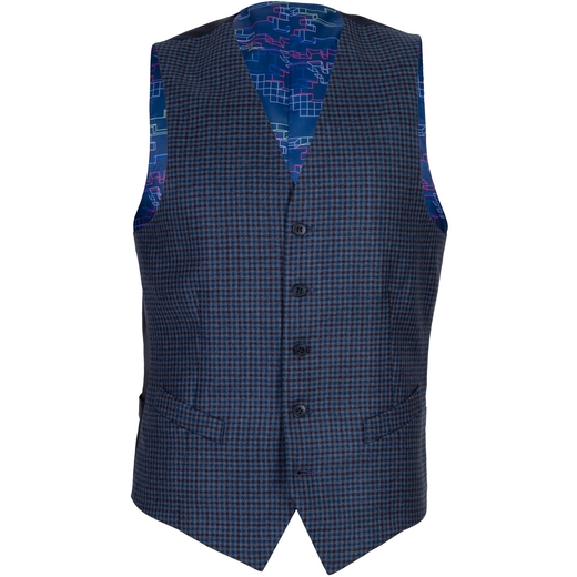 Mighty Teal Check Waistcoat-on sale-Fifth Avenue Menswear