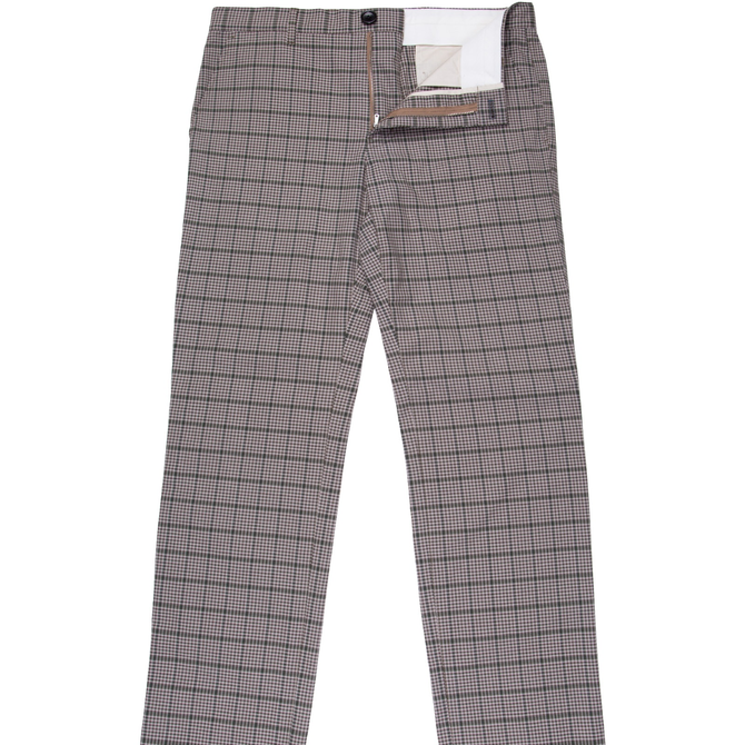 Slim Fit Check Stretch Cotton Trousers