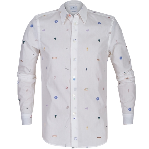Tailored Fit Symbols Print Casual Shirt-new online-Fifth Avenue Menswear