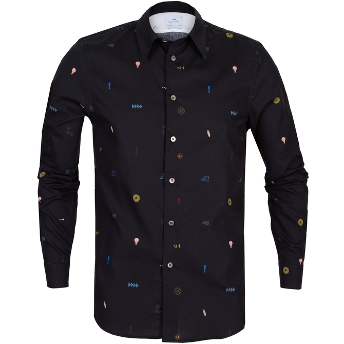 Tailored Fit Symbols Print Casual Shirt