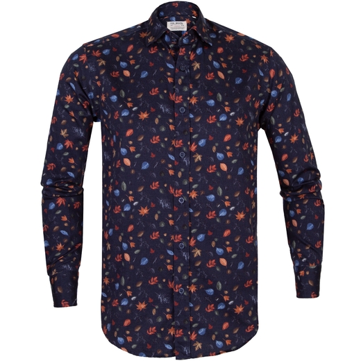 Angelo Autumn Leaves Print Casual Shirt-new online-Fifth Avenue Menswear