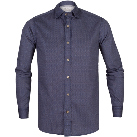 Roma Geometric Print Casual Cotton Shirt-on sale-Fifth Avenue Menswear