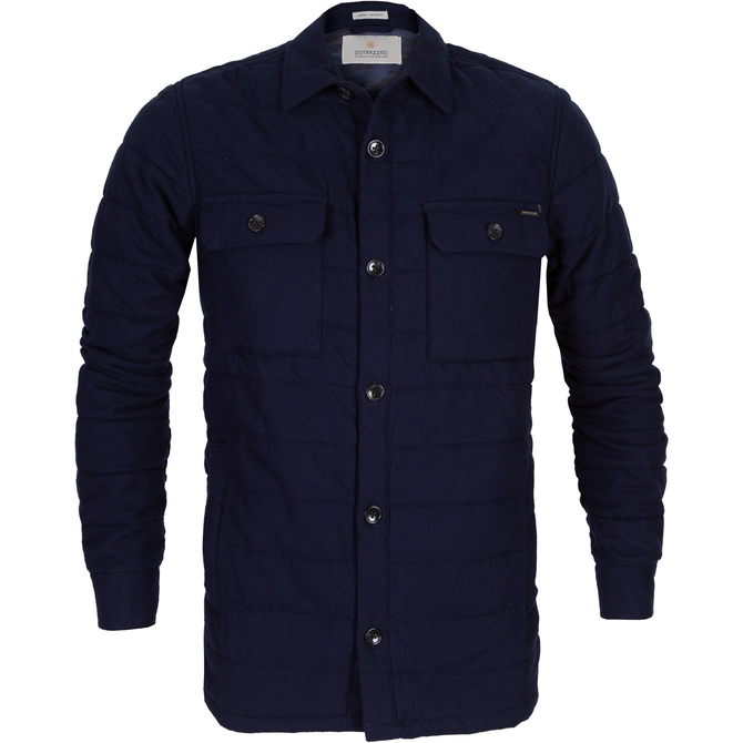 Melange Cotton Flannel Quilted Shirt Jacket