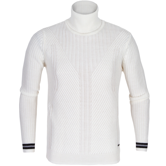 Cable Knit Wool Blend Rollneck Pullover