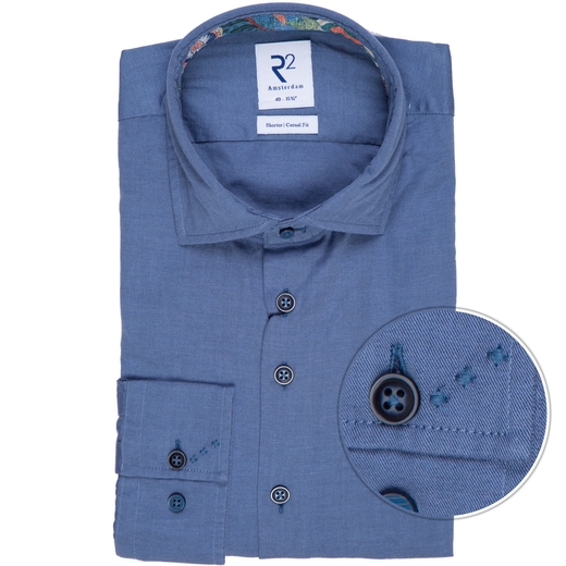 Steel Blue Luxury Cotton Twill Casual Shirt-new online-Fifth Avenue Menswear