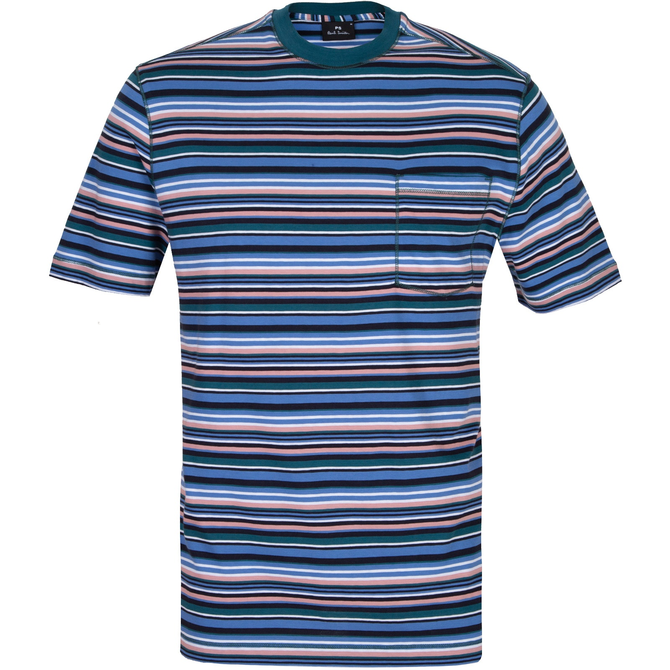 Multi-coloured Stripe T-Shirt With Pocket - T-Shirts & Polos-Short ...