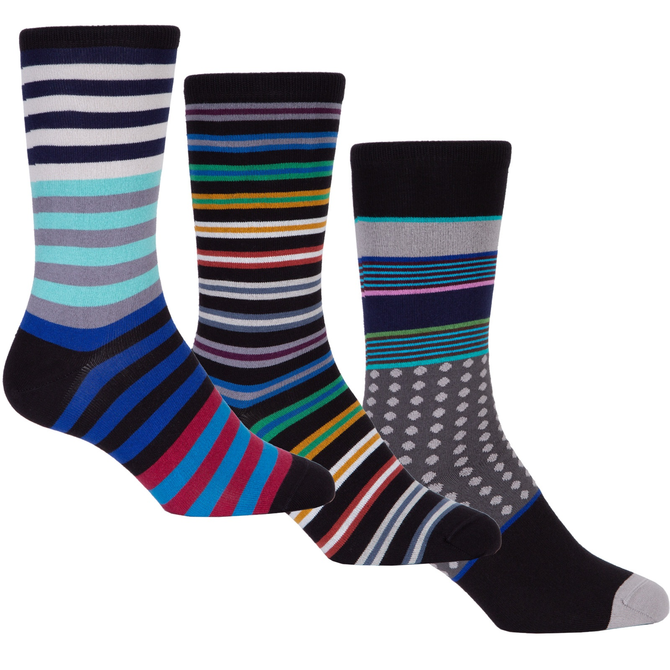 3 Pack Stripes & Dots Cotton Socks
