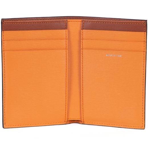 Orange Interior Leather Credit Card Wallet-new online-Fifth Avenue Menswear