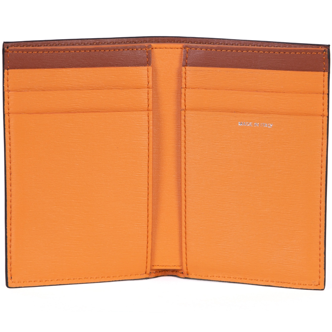 Orange Interior Leather Credit Card Wallet
