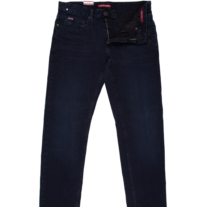 Tapered Fit Dark Double Dyed Stretch Denim Jeans