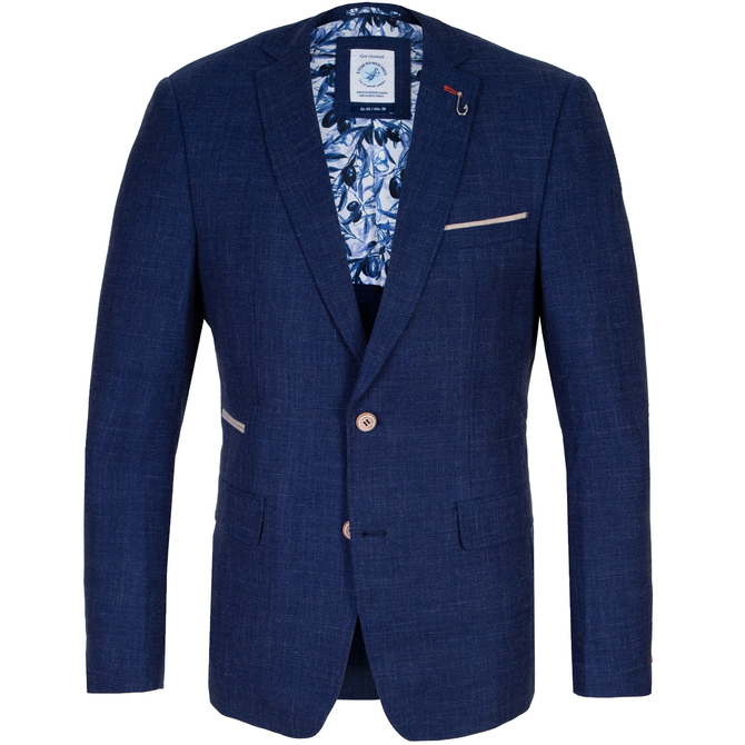 Dark Blue Linen Look Summer Blazer - Jackets-Dress Jackets : Fifth ...