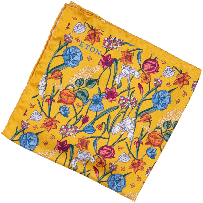 Floral Print Silk Pocket Square