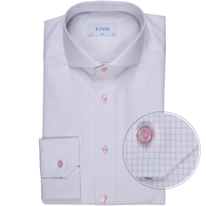 Slim Fit Fine Window Pane Check Dress Shirt