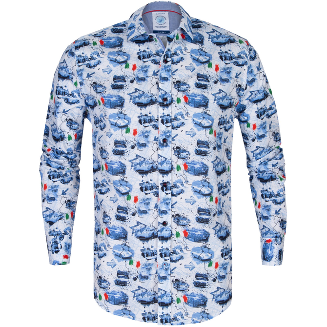 Mille Miglia Print Stretch Cotton Shirt