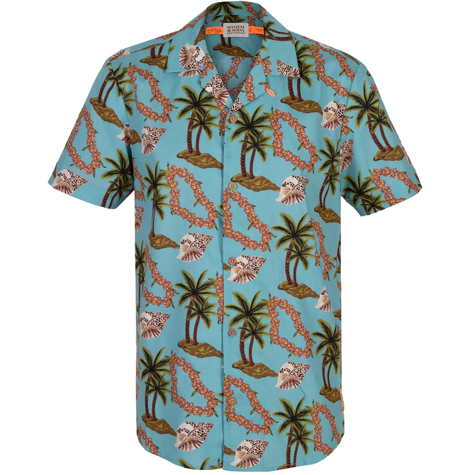 Tropical Palms & Shells Print Casual Shirt - Shirts-Casual : Fifth ...