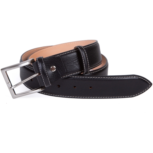 Wide Luxury Leather Contrast Edge Stitch Belt-gifts-Fifth Avenue Menswear