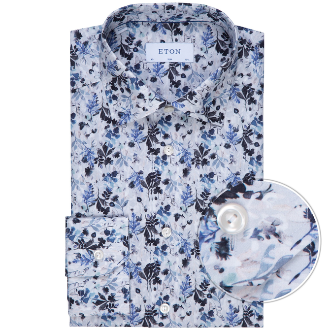 Slim Fit Floral Print Dress Shirt
