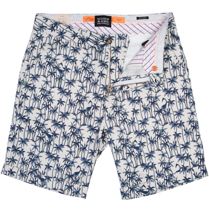 Stuart Palm Print Pima Cotton Shorts