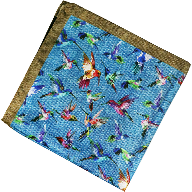 Hummingbirds Pattern Silk Pocket Square
