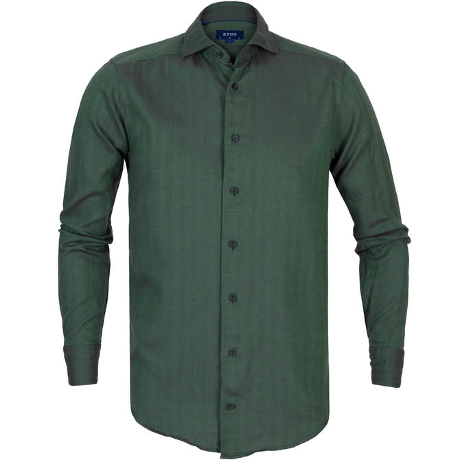 Slim Fit Herringbone Weave Soft Casual Shirt